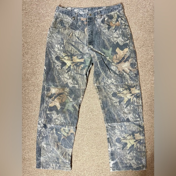 Vintage 90s men’s Camo denim Wrangler Pants 36x32 - Picture 7 of 10